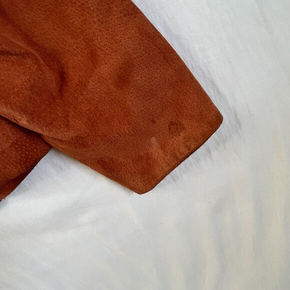 Live A Little Orange Genuine Leather Suede Jacket Large - Picture 6 of 9